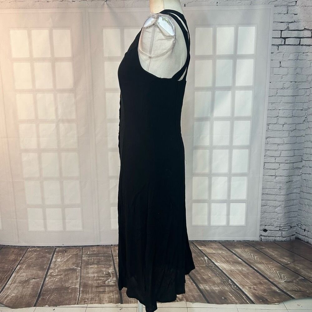 ROW A Black Strappy gold Button Down Midi Dress Size Small - Picture 5 of 10